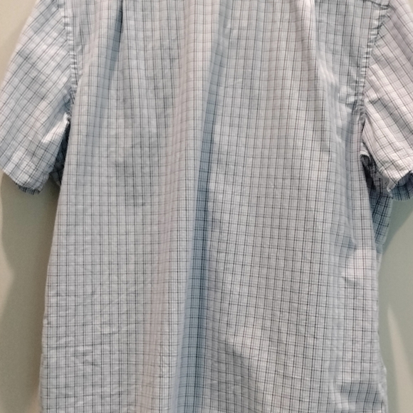 Men's Izod Button Up Light Blue Plaid Short Sleeve Shirt Large - Picture 5 of 6